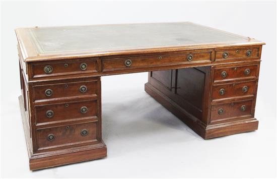 A Victorian mahogany partners pedestal desk, 6ft x 4ft